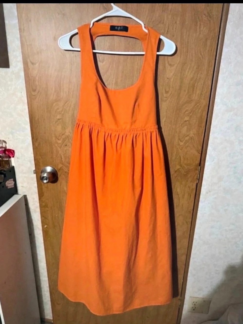 O.p.t Mariabella Linen-Blend Midi Dress Orange Medium